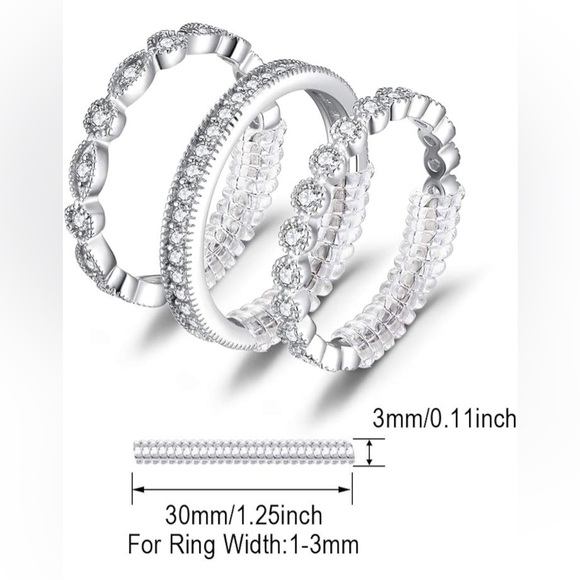 A21. 3 Pcs 2mm Women Stackable Eternity Rings 18K White Gold Plated CZ - Size 9 - Picture 3 of 4